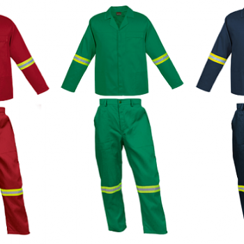 Red-2piece-conti-suit-overalls-80-20-poly-cotton-with-LimeSilver-Reflective-Tape-on-arms-and-legs Overalls with Lime Reflective Tape